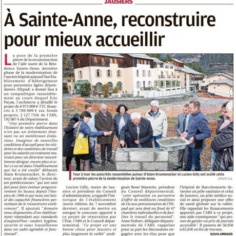 POSE 1ERE PIERRE - RESIDENCE SAINTE ANNE - S. ARNAUD