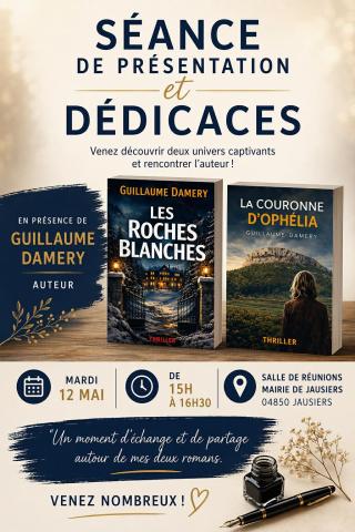 Affiche dédicace_Guillaume Damery 12 Mai 2026