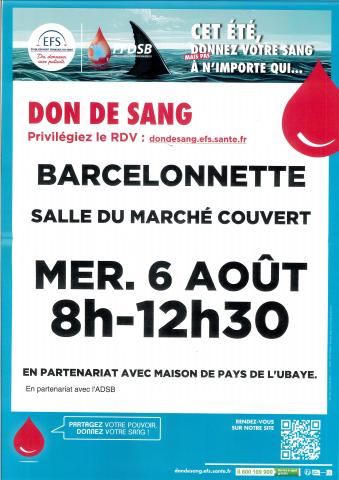 Don du Sang_Mercredi 6 aout 2025_Barcelonnette