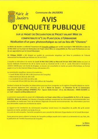 Affiche enquête publique Chanenc